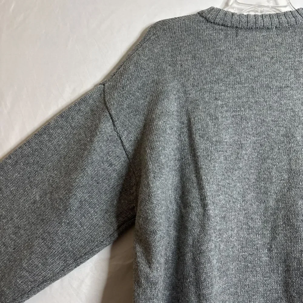 Henry Grethel Men's XL Grey Crewneck Chunky Knit Wool Blend Grandpa Sweater
